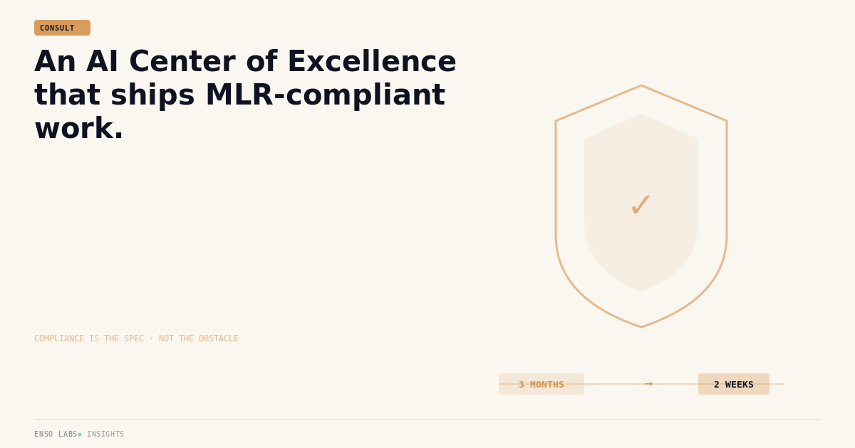 An AI Center of Excellence that ships MLR-compliant work.